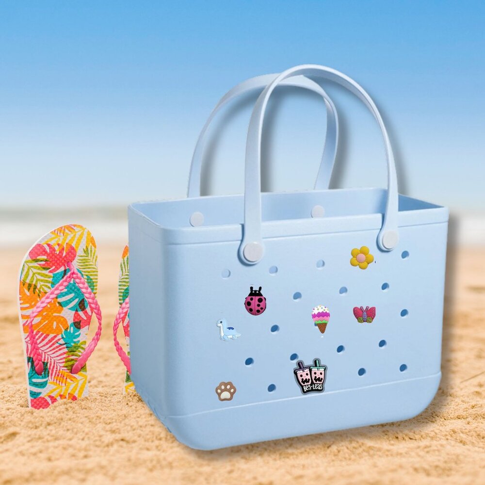 Sky Blue Extra Large Eva Bag Tote Handbag for Beach Pool Travel Shopping NWT